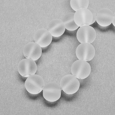 BeadsBalzar Beads & Crafts (BE4465) Frosted glass beads 8mm White