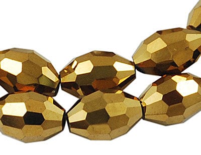 BeadsBalzar Beads & Crafts (BE5004C) Electroplate Glass Beads, Golden Plated, Faceted Oval, Gold bead: 8MM (1 STR)