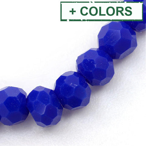 BeadsBalzar Beads & Crafts (BE5212-X) Opaque Solid Glass Bead Strands, Faceted Round, Medium Blue 4~5mm (1 STR)