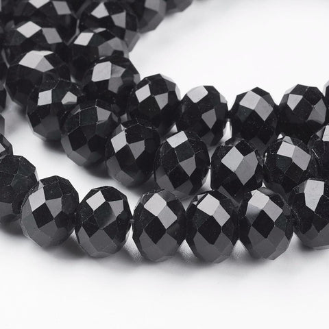 BeadsBalzar Beads & Crafts (BE5375) Handmade Glass Beads, Faceted Abacus, Black 12MM