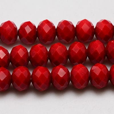 BeadsBalzar Beads & Crafts (BE5382) Imitation Jade Glass Bead Strands, Faceted, Dyed, Abacus, Crimson 10MM