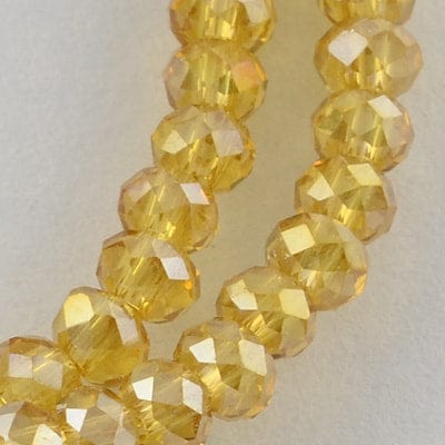BeadsBalzar Beads & Crafts (BE5542) Electroplate Glass Beads Strands, AB Color Plated, Faceted Rondelle, Goldenrod 4MM