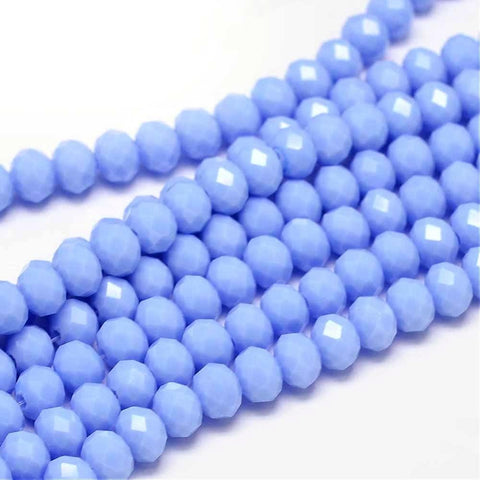 BeadsBalzar Beads & Crafts (BE5624-08) Faceted Rondelle Glass Beads Strands, Light Steel Blue 6x4mm (1 STR)