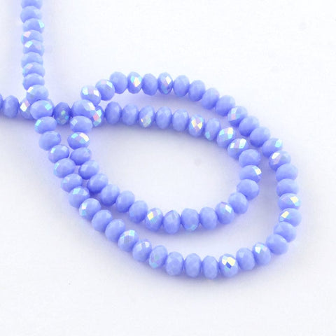BeadsBalzar Beads & Crafts (BE7179-11) Electroplate Solid Color Glass Rondelle Beads, Half AB Color Plated, Lavender  4x3mm