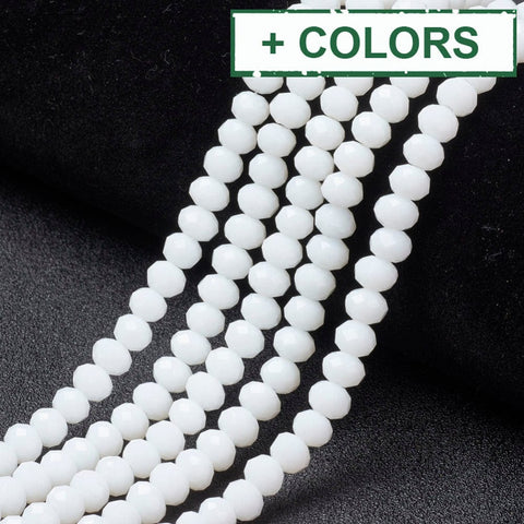 BeadsBalzar Beads & Crafts (BE7797-X) Opaque Solid Color Glass Faceted, Rondelle, 6mmx5mm (1 STR)