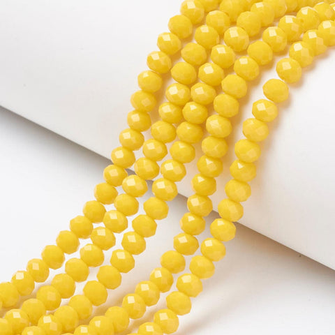 BeadsBalzar Beads & Crafts (BE7915-D04) Opaque Solid Color Glass Beads Strands, Faceted, Rondelle, Gold 8x6mm