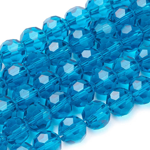 BeadsBalzar Beads & Crafts (BE7916-14) Glass Beads Strands, Faceted, Round, Steel Blue 8mm