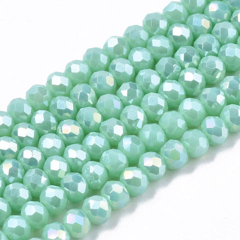 BeadsBalzar Beads & Crafts (BE8230-B16) Electroplate Glass Opaque Solid Color, AB Color Plated, Faceted, Rondelle, 6x5mm (1 STR)