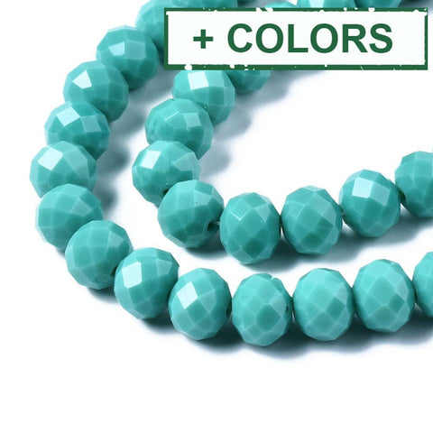 BeadsBalzar Beads & Crafts (BE8292-X) Faceted Solid Color Glass Rondelle Bead Strands, 10x7mm (1 STR)