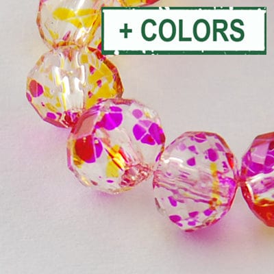 BeadsBalzar Beads & Crafts (BE8306-X) Spray Painted Glass Bead Strands, Faceted, Rondelle, 8x6mm (1 STR)