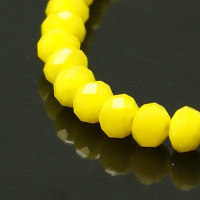 BeadsBalzar Beads & Crafts (BE8499-18) Imitation Jade Glass Beads, Rondelle, Faceted, Yellow 6x4mm (1 STR)