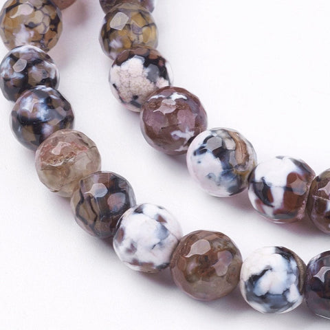 BeadsBalzar Beads & Crafts (BG1994-17) Natural Fire Crackle Agate Beads, Round, Dyed, Snow 8mm (1 STR)