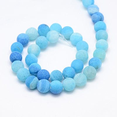 BeadsBalzar Beads & Crafts (BG2897)  Natural Effloresce Agate Beads Strands, Dyed, Frosted, Round, DeepSkyBlue  6mm