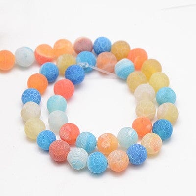 BeadsBalzar Beads & Crafts (BG3035) Natural Effloresce Agate Beads Strands, Dyed, Frosted, Round, Mixed Color  Size: about 6mm in diameter