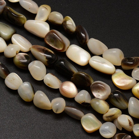BeadsBalzar Beads & Crafts (BG3453) Natural Black Lip Shell Chips Bead Strands  7~10mm