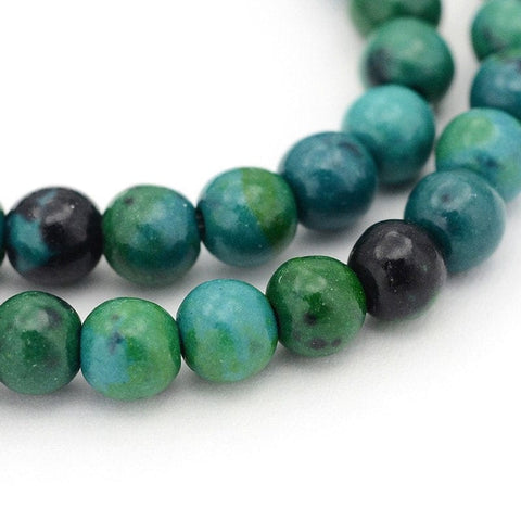 BeadsBalzar Beads & Crafts (BG4719) Gemstone Beads Strands, Natural Chrysocolla, Round, Dyed SeaGreen  4MM