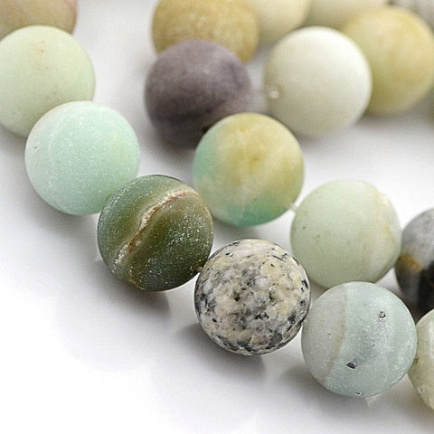BeadsBalzar Beads & Crafts (BG4721) Natural Frosted Amazonite Round Beads  Size: about 4mm