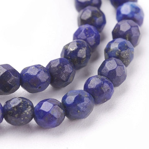 BeadsBalzar Beads & Crafts (BG5129) Natural Lapis Lazuli Beads Strands, Faceted Round, MidnightBlue 4MM (1 STR)