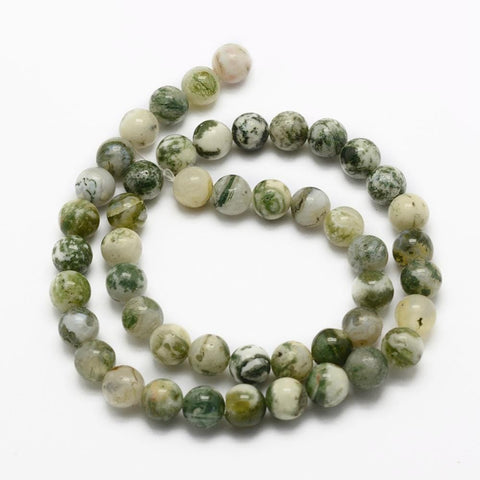 BeadsBalzar Beads & Crafts (BG5285) Natural Tree Agate Beads Strands, Round 12MM