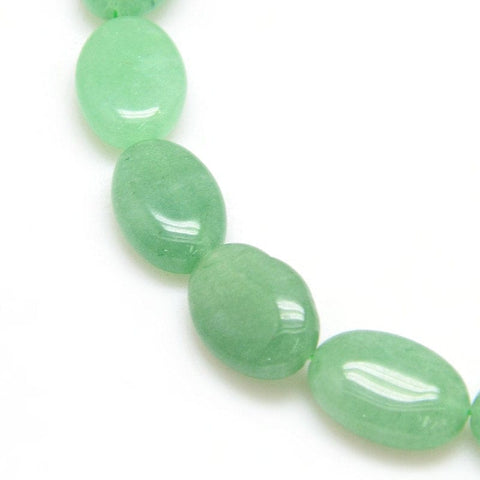 BeadsBalzar Beads & Crafts (BG5301) Natural Gemstone Green Aventurine Beads Strands, Flat Oval 18MM