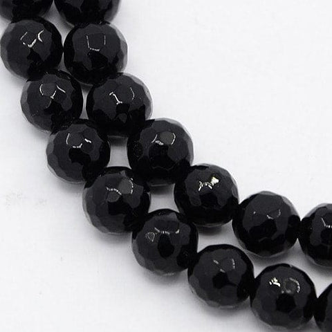 BeadsBalzar Beads & Crafts (BG5379) Black Stone Beads Strands, Dyed, Faceted, Round 6MM