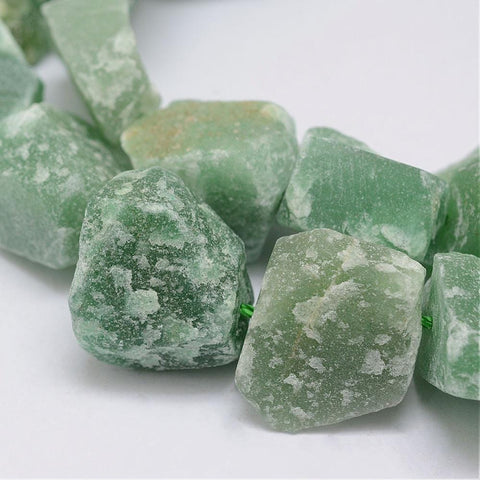 BeadsBalzar Beads & Crafts (BG6362A) Raw Rough Natural Green Aventurine Strands, Nuggets Size:14~18mm wide, 15~20mm long, 10~14mm thick, hole: 1mm;