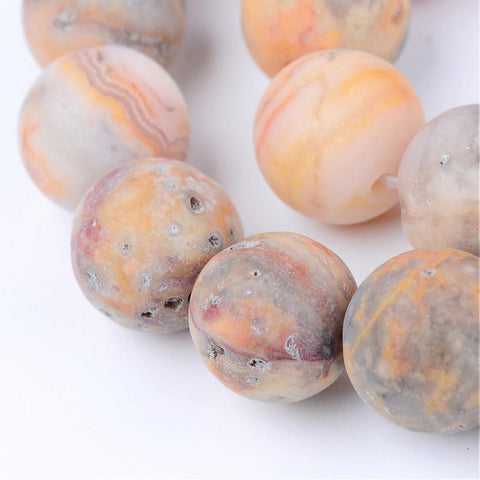 BeadsBalzar Beads & Crafts (BG6686A) Natural Crazy Agate Beads Strands, Round, Frosted Size: about 8~8.5mm diameter, hole: 1mm