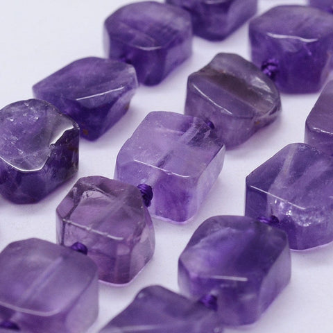 BeadsBalzar Beads & Crafts (BG6691A) Natural Amethyst Beads Strands, Cube Size: about 11~14mm wide, 11~14mm long