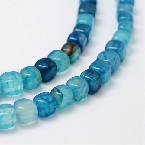 BeadsBalzar Beads & Crafts (BG6692C) Natural Agate Beads Strands, Dyed, Cube, DeepSkyBlue 9~10mm