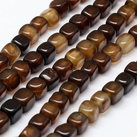 BeadsBalzar Beads & Crafts (BG6692D) Natural Agate Beads Strands, Dyed, Cube, Camel Size: about 9~10mm long, 9~10mm wide, hole: 1.5mm