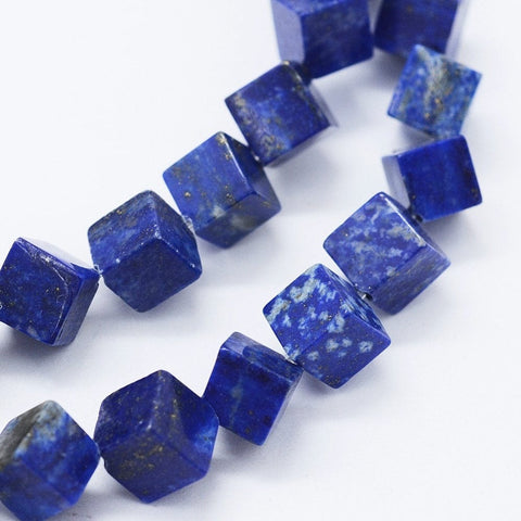 BeadsBalzar Beads & Crafts (BG6695A) Natural Lapis Lazuli Beads Strands, Cube Size: about 10mm wdie, 10mm long