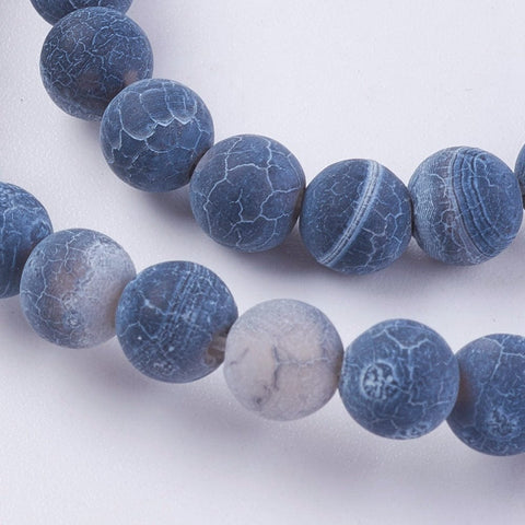BeadsBalzar Beads & Crafts (BG6765A) Natural Weathered Agate Beads Strands, Dyed, Frosted, Round, Black Size: about 6mm in diameter, hole: 1mm
