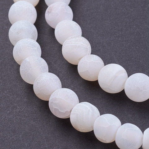 BeadsBalzar Beads & Crafts (BG6838A) Natural Weathered Agate Beads Strands, Dyed, Frosted, Round, White , 6mm