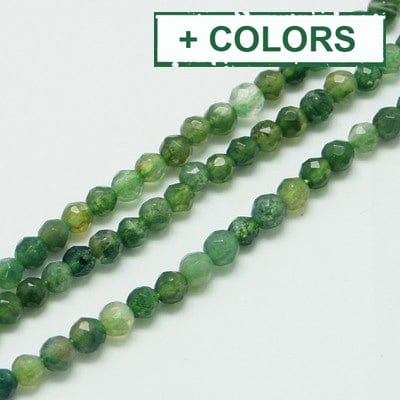 BeadsBalzar Beads & Crafts (BG7176-29) Natural Agate Beads Strands, Faceted, Round 3mm (1 STR)