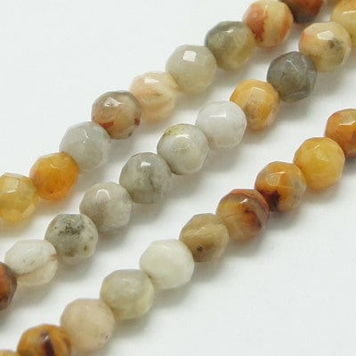 BeadsBalzar Beads & Crafts (BG7176-29) Natural Crazy Agate Beads Strands, Faceted, Round 3mm