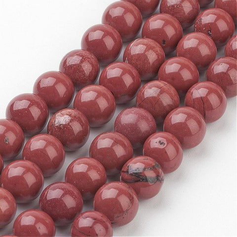 BeadsBalzar Beads & Crafts (BG7841A) Natural Red Jasper Round Beads Strands, FireBrick 8mm