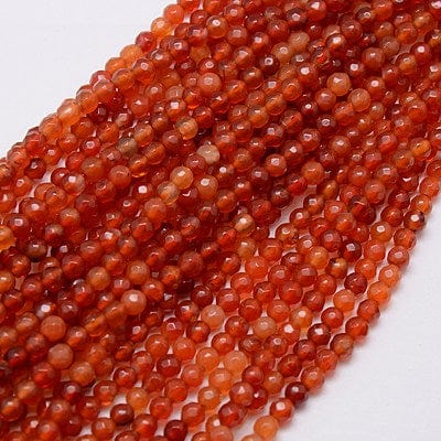 BeadsBalzar Beads & Crafts (BG7844-04) Natural Agate Beads Strands, Faceted, Dyed, Round, FireBrick 4mm