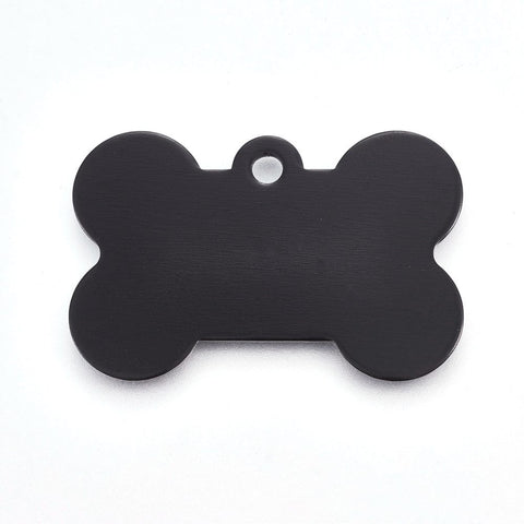 BeadsBalzar Beads & Crafts BLACK (DT7833-01) (DT7833-X) Pet Aluminium Pendants, Stamping Blank Tag, Bone, 38mm (2 PCS)