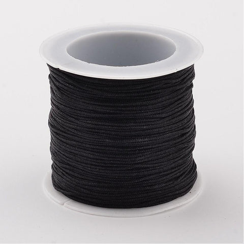 BeadsBalzar Beads & Crafts BLACK (NC156-2) (NC156-X) Nylon Thread Cord, about 0.8-1mm (35m/roll).
