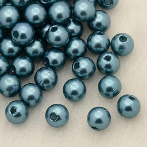 BeadsBalzar Beads & Crafts CADET BLUE (AB8000-14) (AB8000-X) Imitation Pearl Acrylic Beads, Dyed, Round, 4mm (15 GMS)