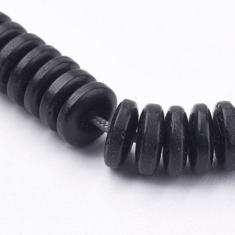 BeadsBalzar Beads & Crafts (CB6072) Natural Coconut Beads Strands, Flat Round, Black Size: about 8mm diameter, (32cm).