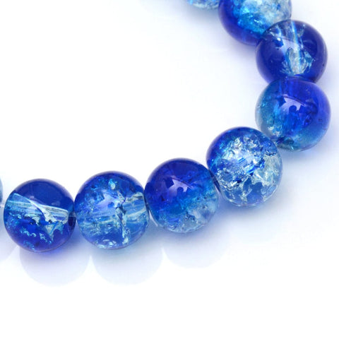 BeadsBalzar Beads & Crafts (CB7258-16) Baking Painted Crackle Glass BeadS, Round, Blue 4mm