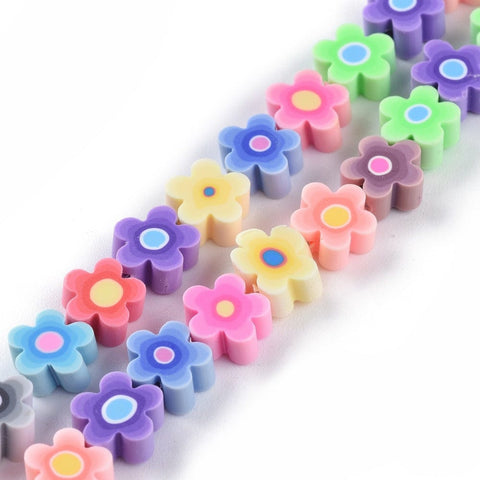 BeadsBalzar Beads & Crafts (CB7491-H) Handmade Flower Printed Polymer Clay Flower, 9.6mm (20 PCS)