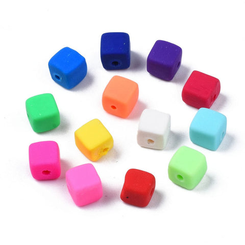 BeadsBalzar Beads & Crafts (CB8407-05) Handmade Polymer Clay Beads, Cube, Colorful 6mm (+/- 40 PCS)