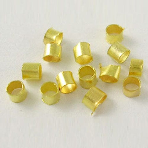 BeadsBalzar Beads & Crafts (CB903) NBrass Crimp Beads, Tube, Golden 2mm in diameter, 2mm long, (10 GRAMS)
