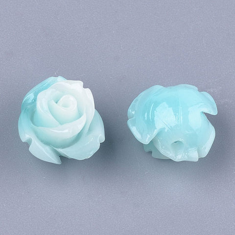 BeadsBalzar Beads & Crafts (CF7465-H) PALE TURQUOISE (CF7465-X) Synthetic Coral Beads, Dyed, Flower, 10mm (6 PCS)