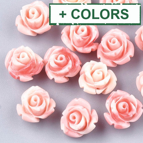 BeadsBalzar Beads & Crafts (CF7465-X) Synthetic Coral Beads, Dyed, Flower, 10mm (6 PCS)