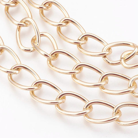 BeadsBalzar Beads & Crafts (CH117) Decorative Chain Aluminium Twisted Chains Curb Chains, Golden  15MM (2 METS)