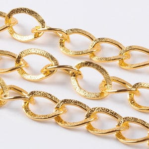BeadsBalzar Beads & Crafts (CH1680) Aluminium Twisted Chains Curb Chains, Golden Link: about 15mmx20mm, 1.8mm thick