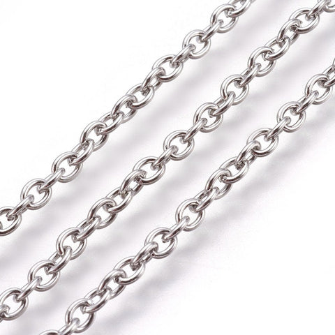 BeadsBalzar Beads & Crafts (CH174) 304 Stainless Steel Cable Chains, 4X3mm (2 METERS)